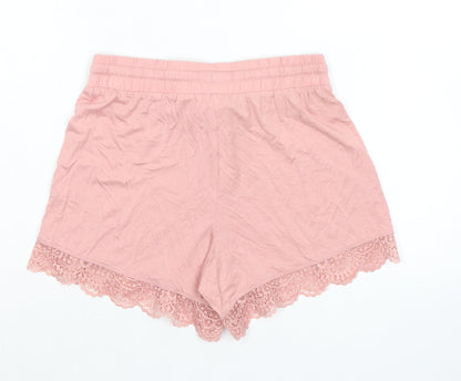 Marks and Spencer Womens Pink Solid Viscose Capri Pyjama Pants Size XS - Waist 26in Inside Leg 4in