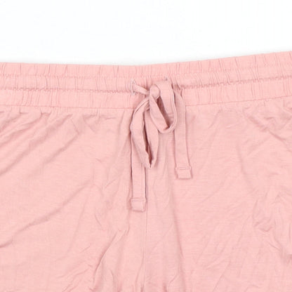 Marks and Spencer Womens Pink Solid Viscose Capri Pyjama Pants Size XS - Waist 26in Inside Leg 4in