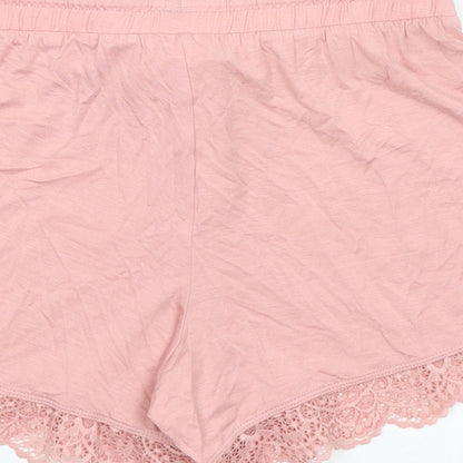 Marks and Spencer Womens Pink Solid Viscose Capri Pyjama Pants Size XS - Waist 26in Inside Leg 4in