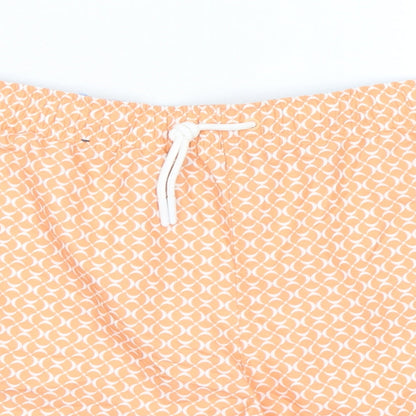 Marks and Spencer Mens Orange Geometric Polyester Bermuda Shorts Size 3XL Regular Drawstring - Inside Leg 5in