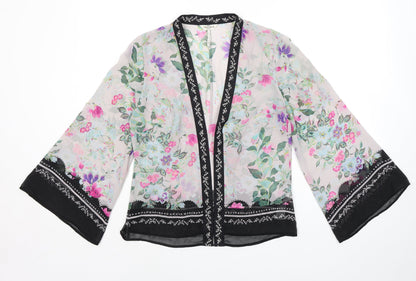 Indigo Womens Multicoloured Floral Polyester Kimono Blouse Size 12 V-Neck - Sheer