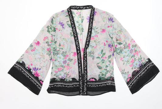 Indigo Womens Multicoloured Floral Polyester Kimono Blouse Size 12 V-Neck - Sheer
