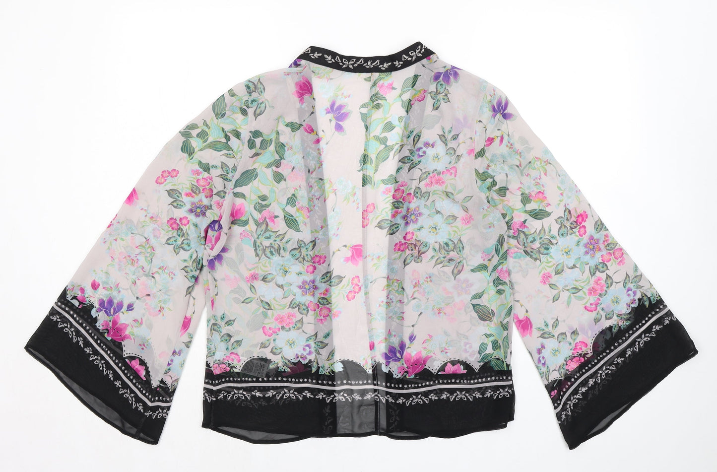 Indigo Womens Multicoloured Floral Polyester Kimono Blouse Size 12 V-Neck - Sheer