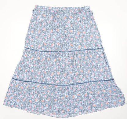 Marks and Spencer Womens Blue Floral Viscose Peasant Skirt Size 20 Zip - Belted
