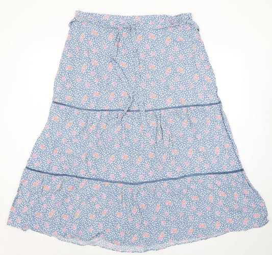 Marks and Spencer Womens Blue Floral Viscose Peasant Skirt Size 20 Zip - Belted