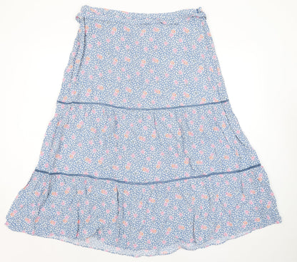 Marks and Spencer Womens Blue Floral Viscose Peasant Skirt Size 20 Zip - Belted