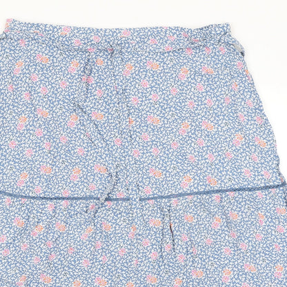 Marks and Spencer Womens Blue Floral Viscose Peasant Skirt Size 20 Zip - Belted