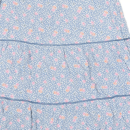 Marks and Spencer Womens Blue Floral Viscose Peasant Skirt Size 20 Zip - Belted