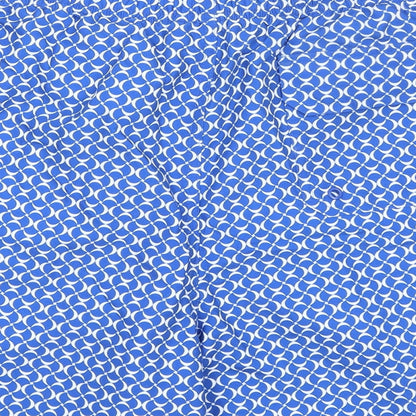 Marks and Spencer Mens Blue Geometric Polyester Bermuda Shorts Size 3XL L6 in Regular Drawstring - Swim Shorts