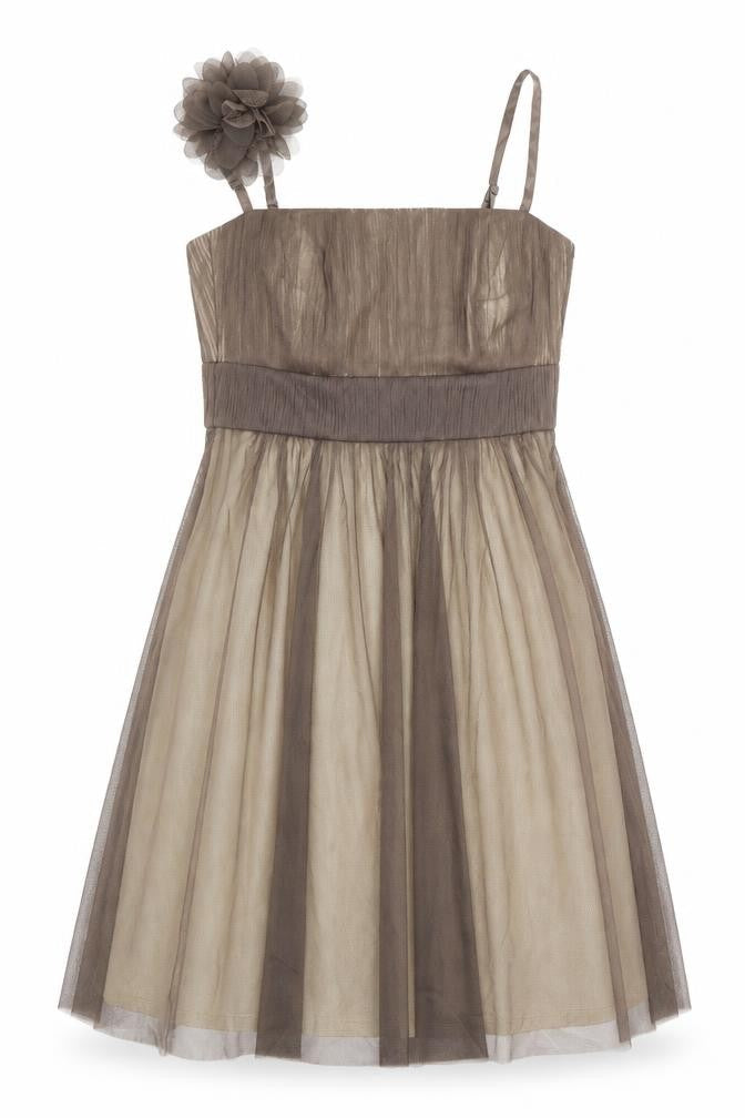 ESPRIT Womens Brown Polyester A-Line Size 12 Square Neck Zip - Removable Straps