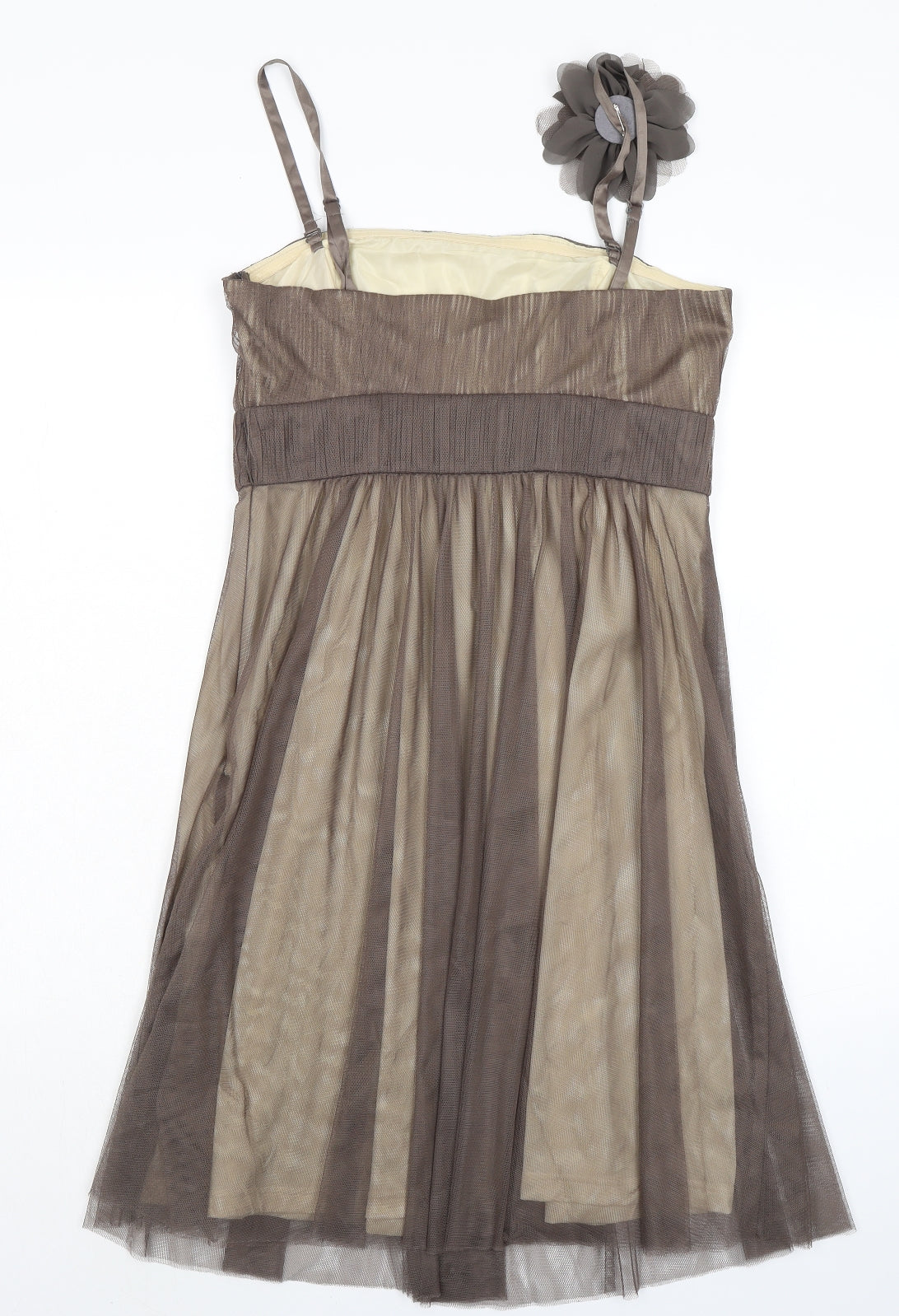 Esprit Womens Brown Polyester A-Line Size 12 Square Neck Zip - Removable Straps