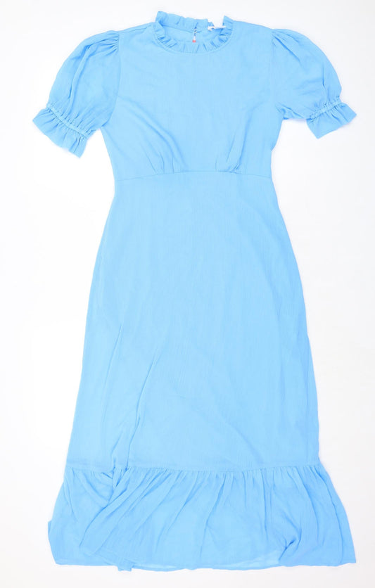 Finery Womens Blue Polyester A-Line Size 10 Mock Neck Zip