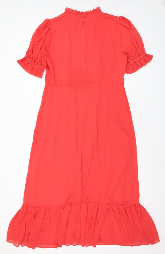 Finery Womens Red Polyester A-Line Size 16 Mock Neck Zip - High Empire Line