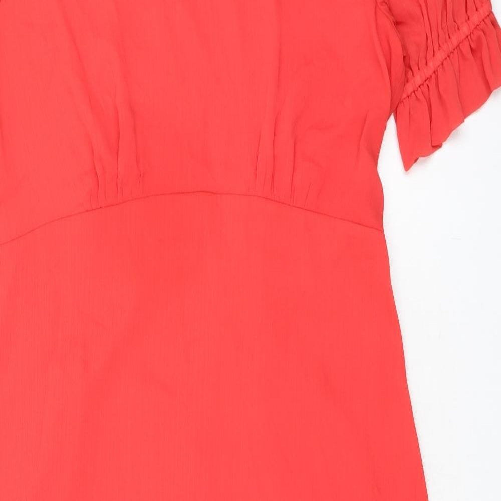 Finery Womens Red Polyester A-Line Size 16 Mock Neck Zip - High Empire Line