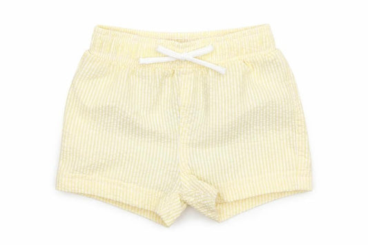 Marks and Spencer Baby Yellow Striped Cotton Cropped Trousers Size 0-3 Months Drawstring