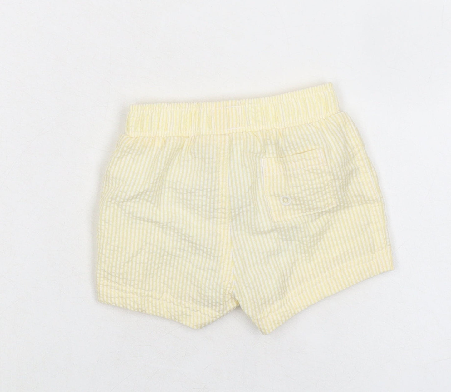 Marks and Spencer Baby Yellow Striped Cotton Cropped Trousers Size 0-3 Months Drawstring