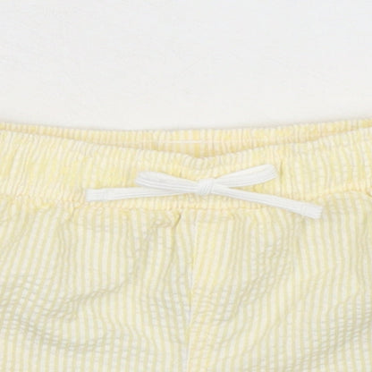 Marks and Spencer Baby Yellow Striped Cotton Cropped Trousers Size 0-3 Months Drawstring
