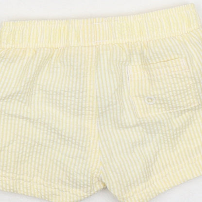 Marks and Spencer Baby Yellow Striped Cotton Cropped Trousers Size 0-3 Months Drawstring
