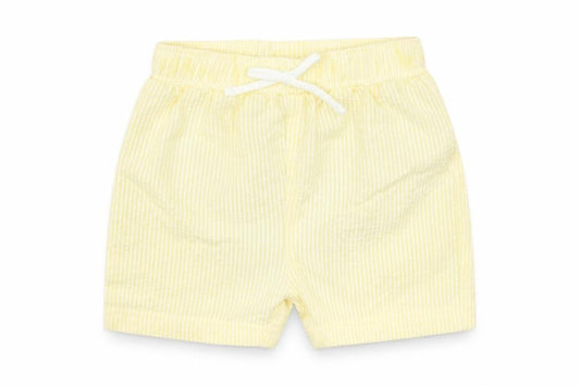 Marks and Spencer Baby Yellow Striped Cotton Cropped Trousers Size 9-12 Months Drawstring - Shorts