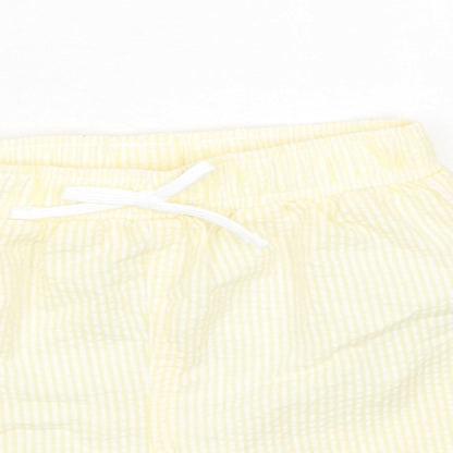 Marks and Spencer Baby Yellow Striped Cotton Cropped Trousers Size 9-12 Months Drawstring - Shorts
