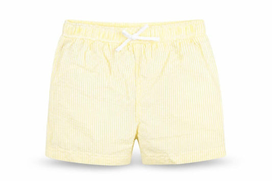 Marks and Spencer Baby Yellow Striped Cotton Cropped Trousers Size 18-24 Months Drawstring - Waist 18in Inside Leg 3in