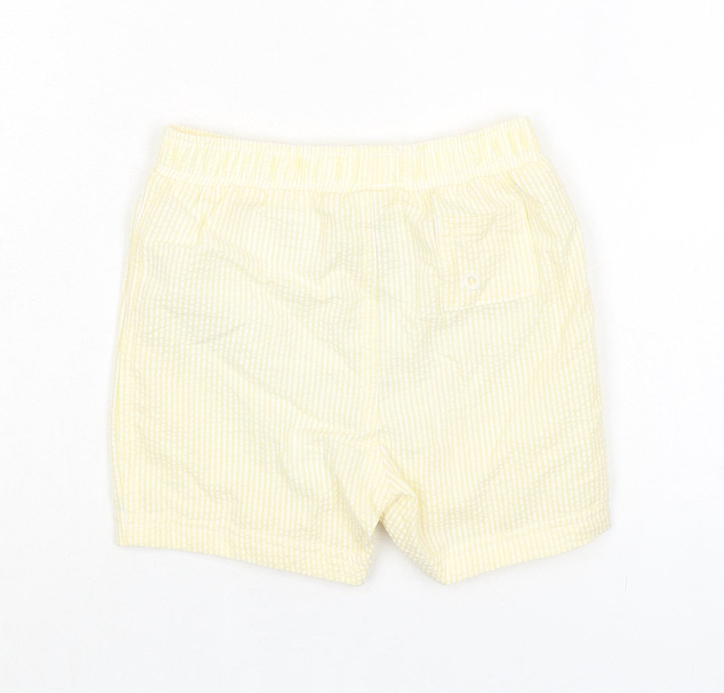 Marks and Spencer Baby Yellow Striped Cotton Cropped Trousers Size 18-24 Months Drawstring - Waist 18in Inside Leg 3in