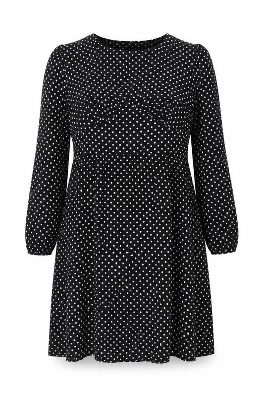 Finery Womens Black Polka Dot Viscose A-Line Size 16 V-Neck Zip