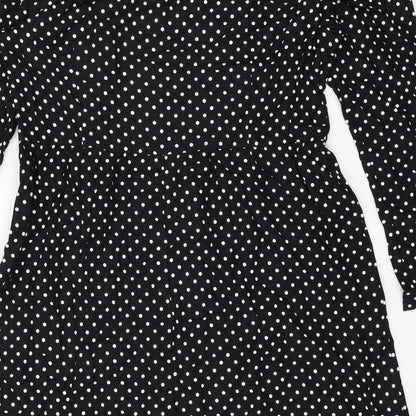 Finery Womens Black Polka Dot Viscose A-Line Size 16 V-Neck Zip