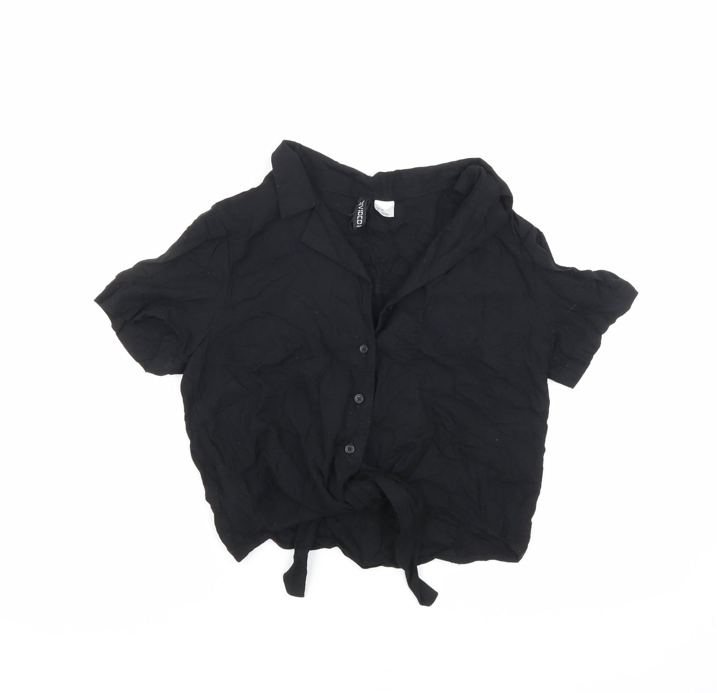 Womens UK Size 4 Divided by H&M Black Basic Button-Up