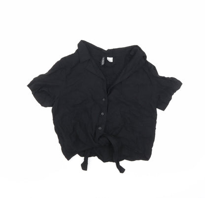 Womens UK Size 4 Divided by H&M Black Basic Button-Up