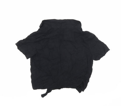 Womens UK Size 4 Divided by H&M Black Basic Button-Up