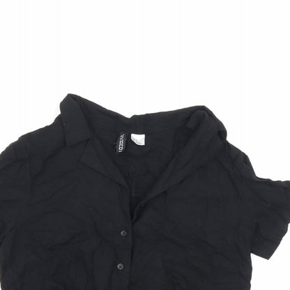 Womens UK Size 4 Divided by H&M Black Basic Button-Up