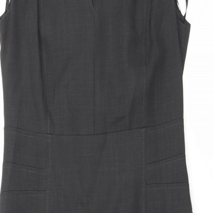 Debenhams Womens Grey Polyester Pencil Dress Size 10 Square Neck Zip