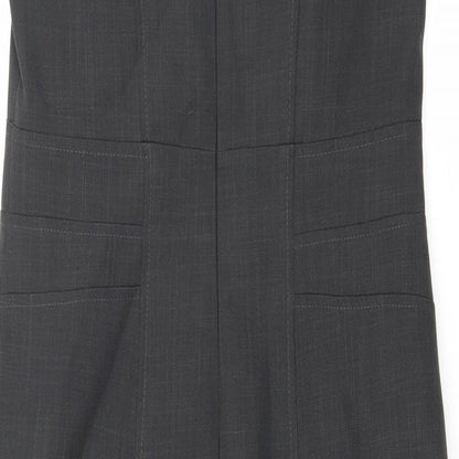 Debenhams Womens Grey Polyester Pencil Dress Size 10 Square Neck Zip