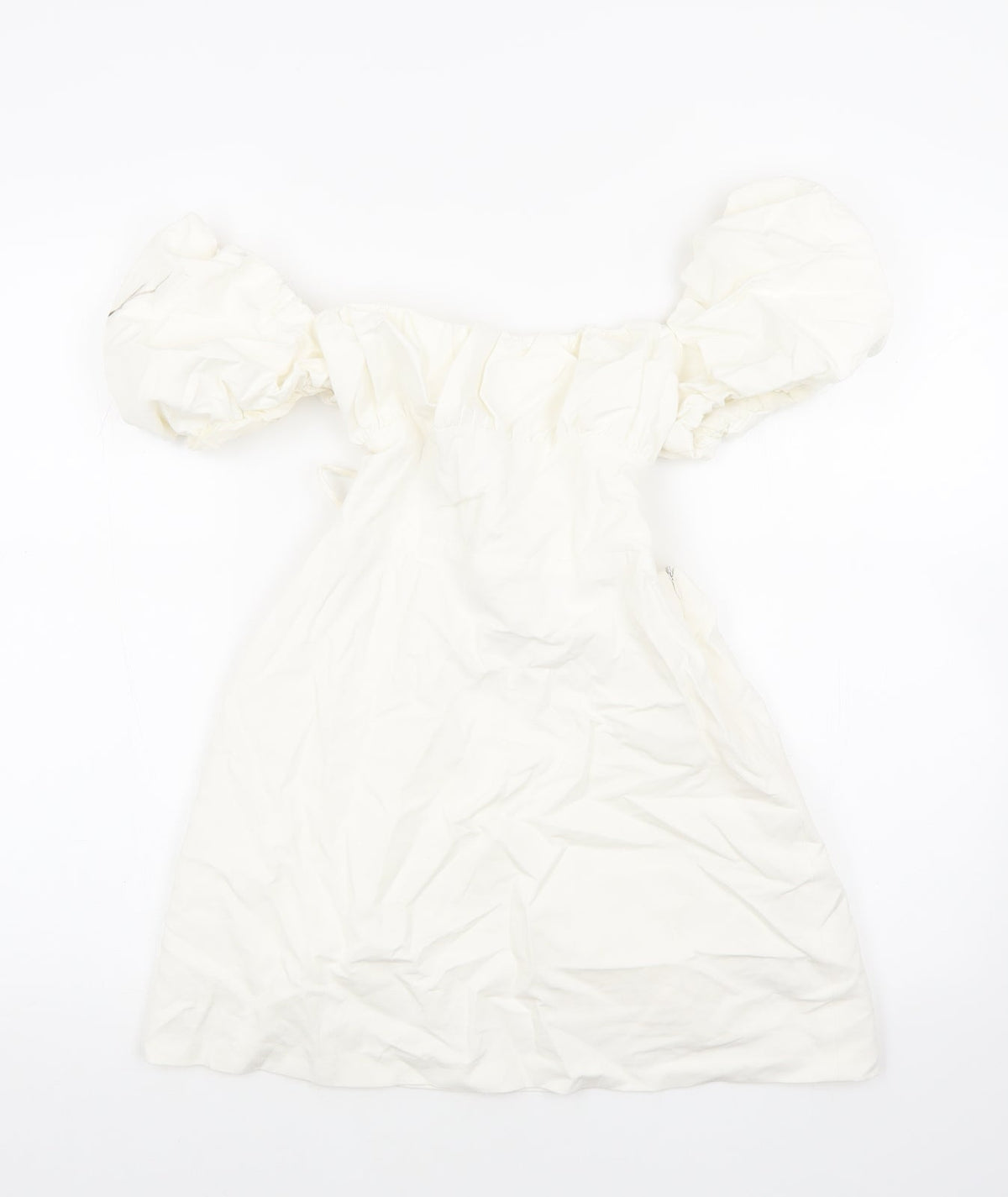 Zara Womens White Cotton Mini Size M Square Neck Tie