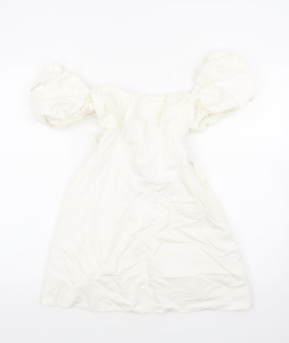 Zara Womens White Cotton Mini Size M Square Neck Tie