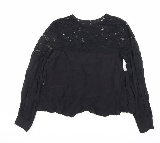 Womens UK Size 10 H&M Black Basic T-Shirt