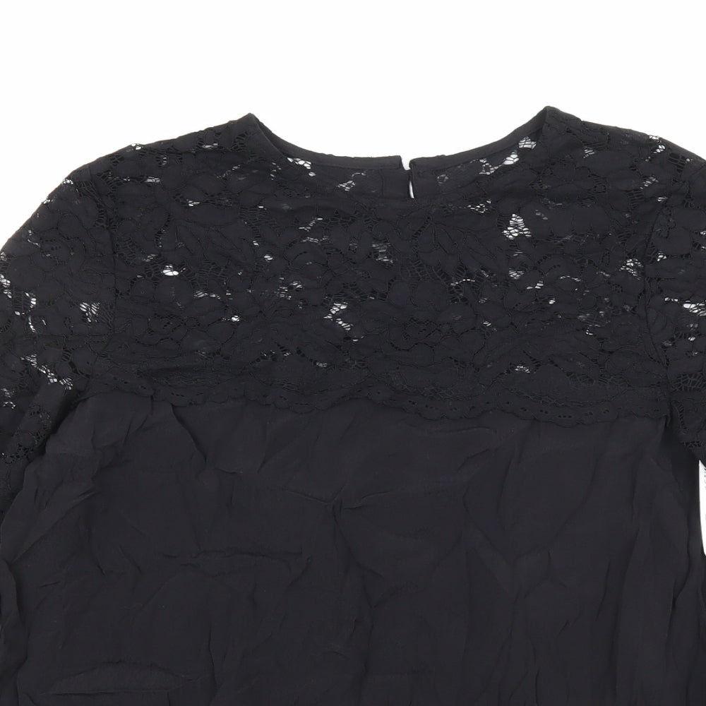 Womens UK Size 10 H&M Black Basic T-Shirt