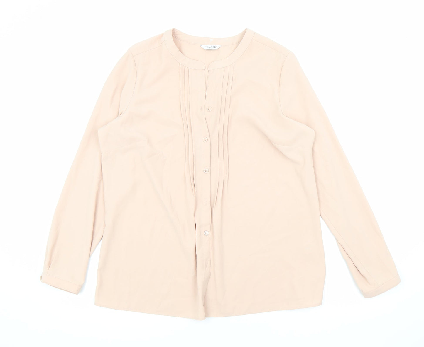 Womens UK Size 14 Classic Pink Basic Button-Up