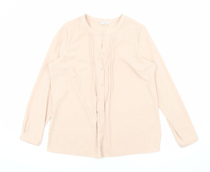 Womens UK Size 14 Classic Pink Basic Button-Up