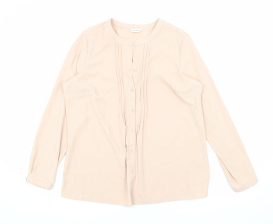 Womens UK Size 14 Classic Pink Basic Button-Up