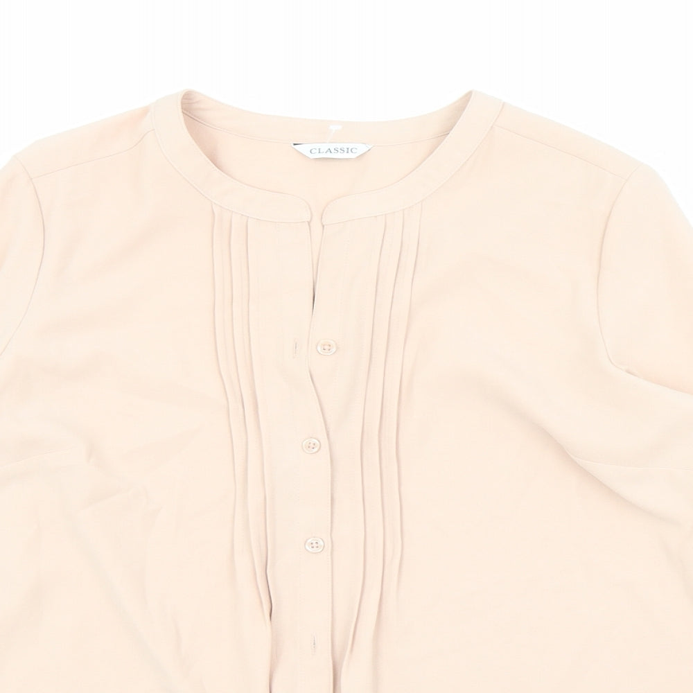Womens UK Size 14 Classic Pink Basic Button-Up