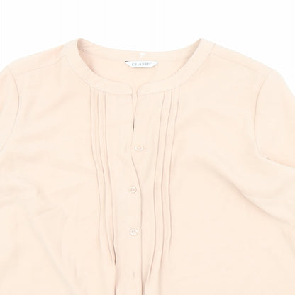 Womens UK Size 14 Classic Pink Basic Button-Up