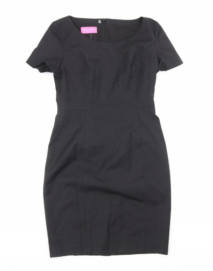 Brook Taverner Womens Grey Polyester Pencil Dress Size 8 Scoop Neck Zip