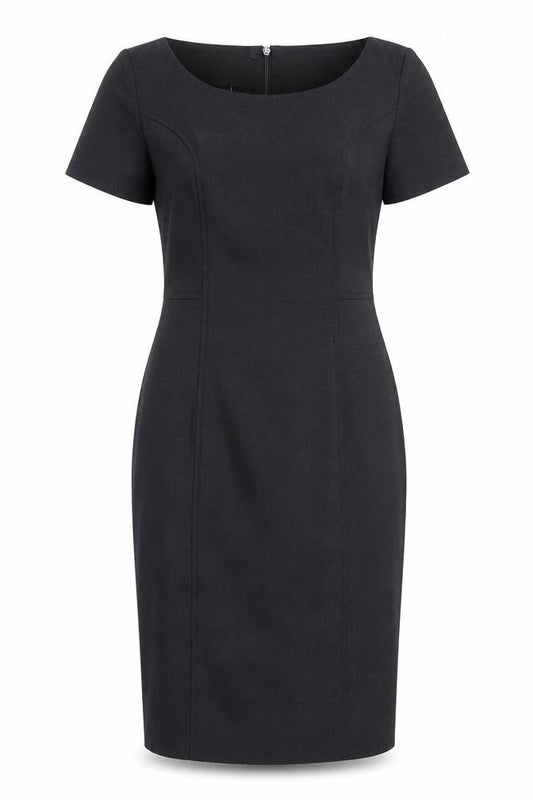 Brook Taverner Womens Grey Polyester Pencil Dress Size 8 Scoop Neck Zip