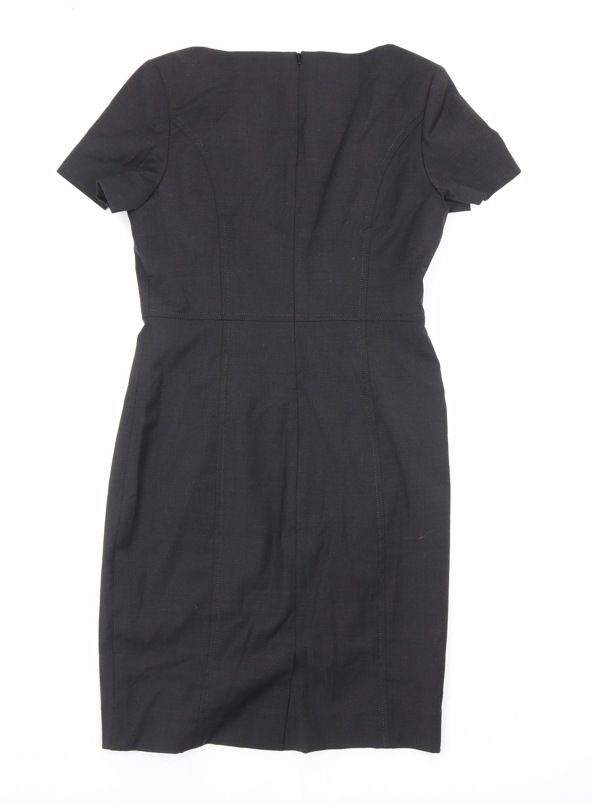 Brook Taverner Womens Grey Polyester Pencil Dress Size 8 Scoop Neck Zip