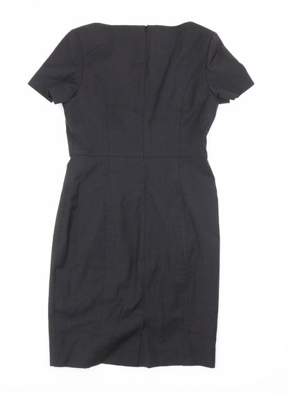 Brook Taverner Womens Grey Polyester Pencil Dress Size 8 Scoop Neck Zip