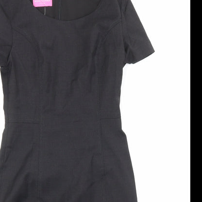 Brook Taverner Womens Grey Polyester Pencil Dress Size 8 Scoop Neck Zip