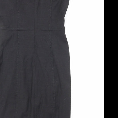 Brook Taverner Womens Grey Polyester Pencil Dress Size 8 Scoop Neck Zip