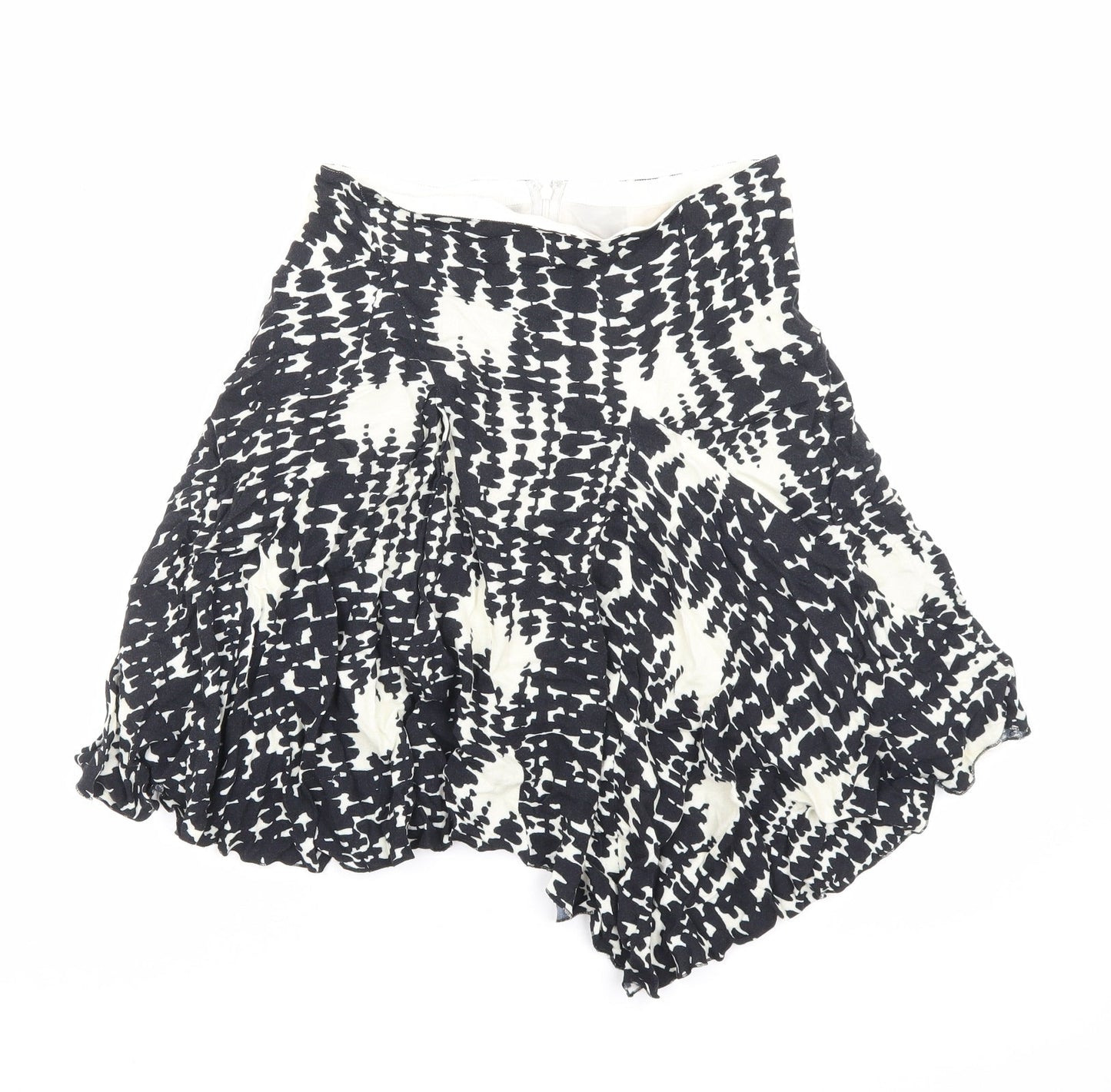 Dual View Womens Black Geometric Polyester Swing Skirt Size 12 Zip